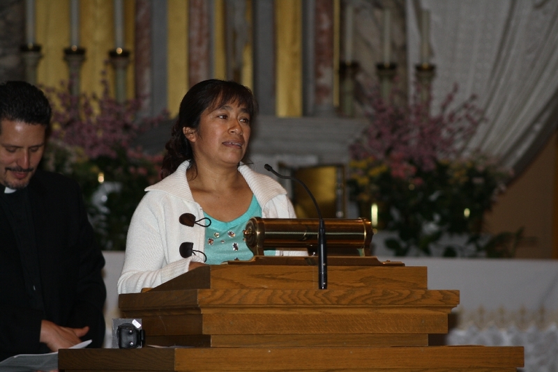 Rosa Zamora speaks at the Interfaith Prayer Service, Immaculate Conception Catholic Church.JPG