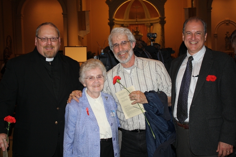 Father Paul Oderkirk, Sister Mary McCauley, Rabbi Vic Rosenthal, Erik Camayd-Freixas at Interfaith Prayer Service, Immaculate Conception Catholic Church.JPG