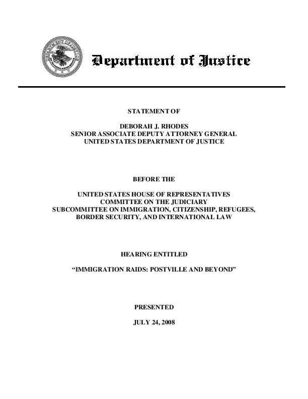 Testimony from Dept. of Justice on ICE conduct during raid.pdf