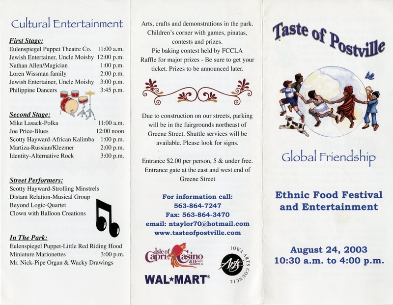 Taste of Postville program 2003-08-24 page 1.jpg