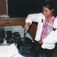 Food preparation at Presbyterian Church in Postville 2004.jpg