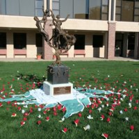 Art installation outside Dahl Centennial Union, Luther College