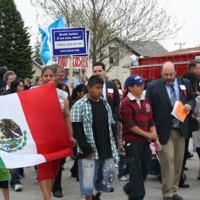 Father Paul Ouderkirk, Assistant to the Bishop Mark Anderson, Pastor David Vasquez, Rabbi Morris Allen, Sister Mary McCauley, marchers.JPG