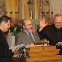 Pastor David Vasquez, Rabbi Morris Allen and Father Paul Oderkirk offer prayers during the Interfaith Prayer Service.JPG